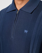 Wrangler Męski Sweter LS Polo Sweater z Kołnierzykiem Klasyczny Black Iris 112350517 W8F1017555